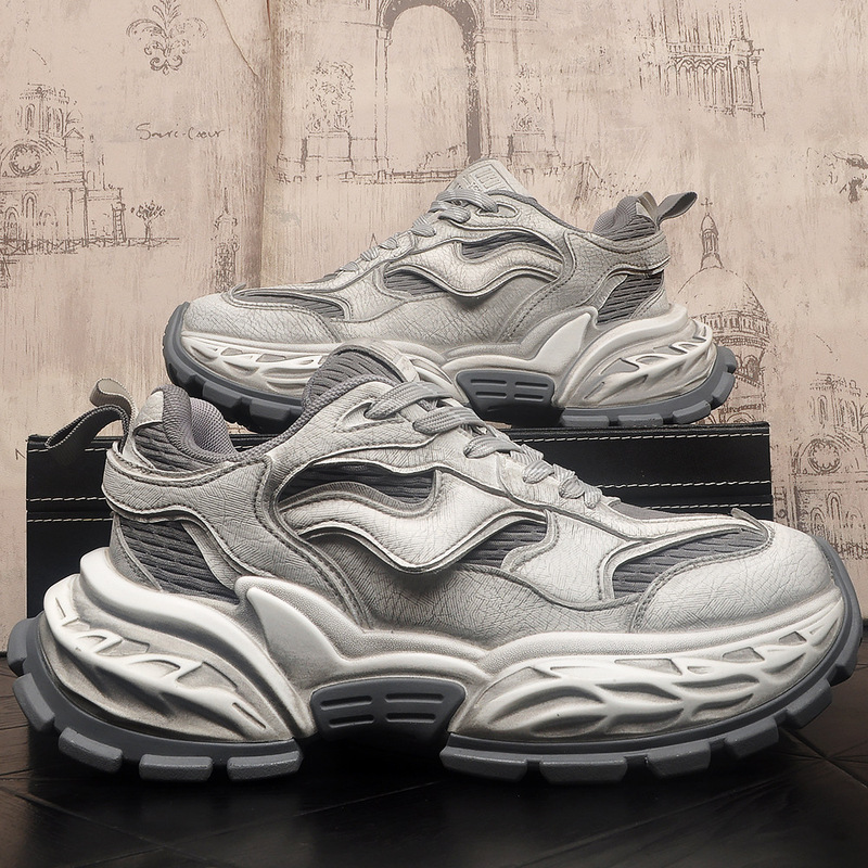 Fashionable Niche Breathable Mesh Shoes for Young Men, Thick-Soled Height-Increasing Non-Slip Casual Running Shoes, Trendy Dad Shoes Fashionable Niche Breathable Mesh Shoes for Young Men, Thick-Soled Height-Increasing Non-Slip Casual Running Shoes, Trendy Dad Shoes
