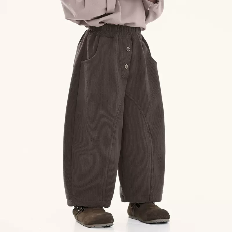 畅果童装男童加绒裤子冬季新款儿童加厚休闲裤中小童灯芯绒裤子