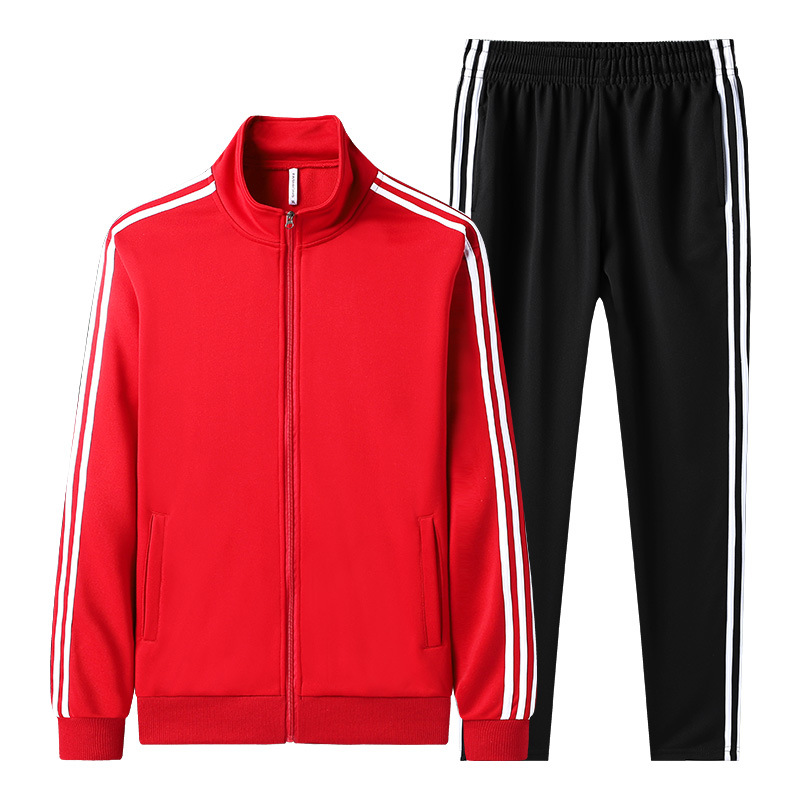 Conjunto deportivo transfronterizo para hombre, conjunto informal para parejas, ropa deportiva de tres rayas para hombre, conjunto moderno de sudadera con cremallera y pantalones de chándal de dos piezas