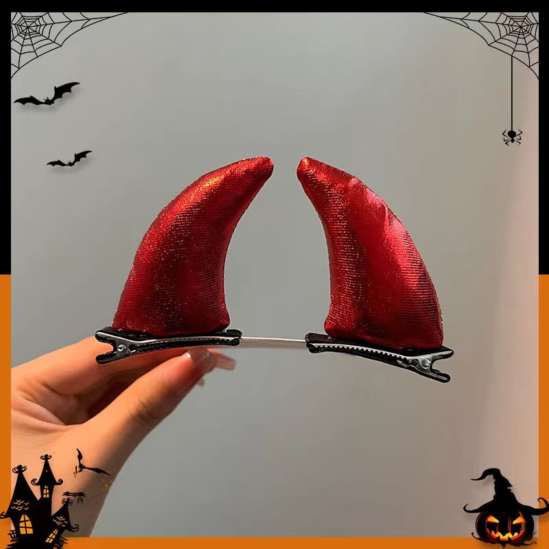 크로스보더 신상 할로윈 소뿔 머리띠 머리핀 귀신의 날 파티 엽기 머리장식 악마 소녀 귀여운 머리장식