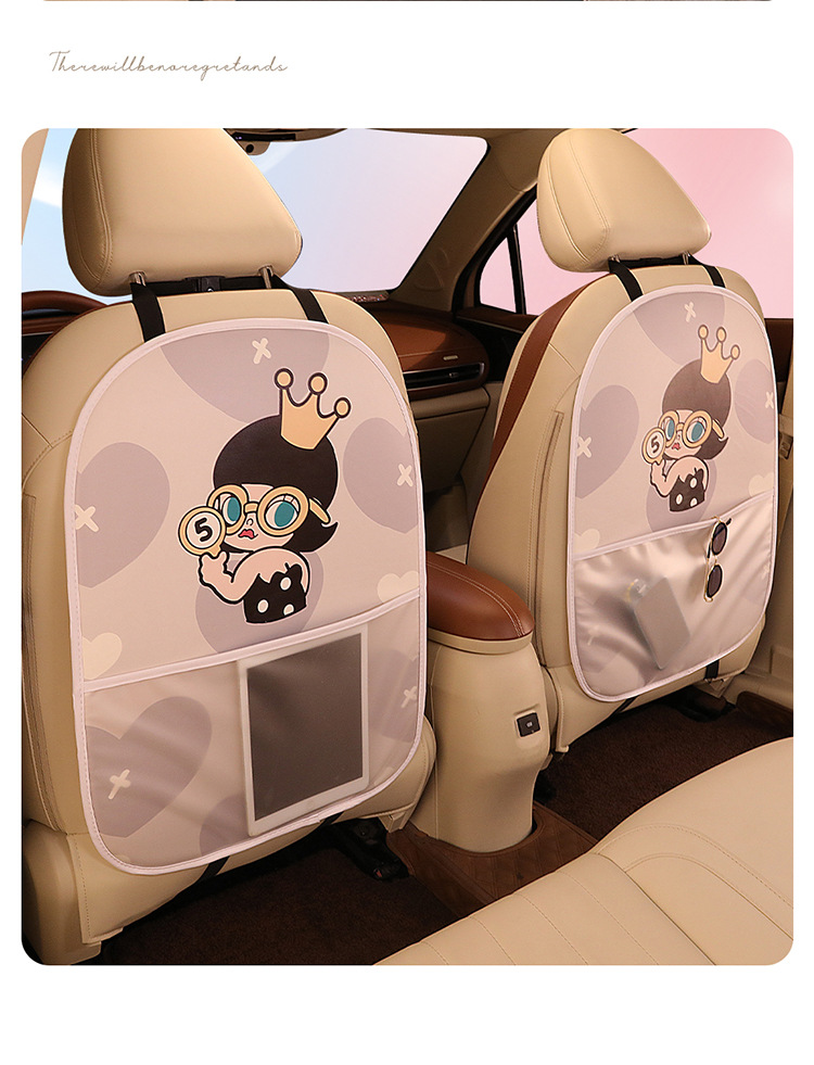 Cartoon Cute Lady Personalized Car Seat Back Anti-Kick Pad Car Seat Back Protection Pad Seat Strawberry Bear