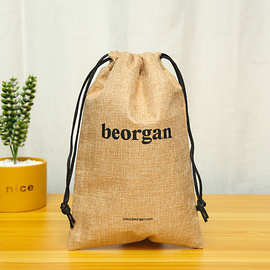 定 制logo麻布束口袋亚麻万圣节红酒饰品抽绳袋仿麻布礼品包装袋