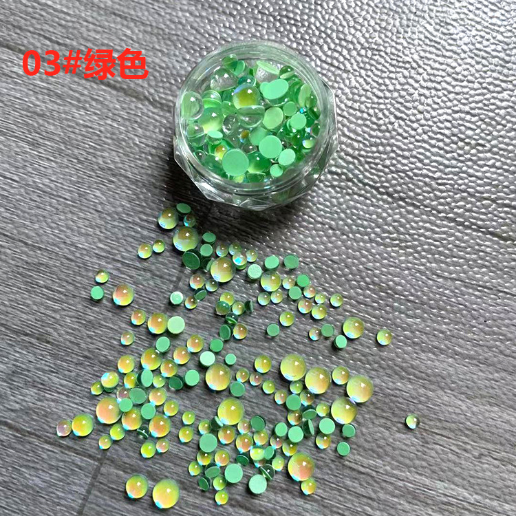 Uña de sirena de color fantasma aurora perforación joyas cristal de color caramelo semicircular mezcla de macarón perforación de uñas