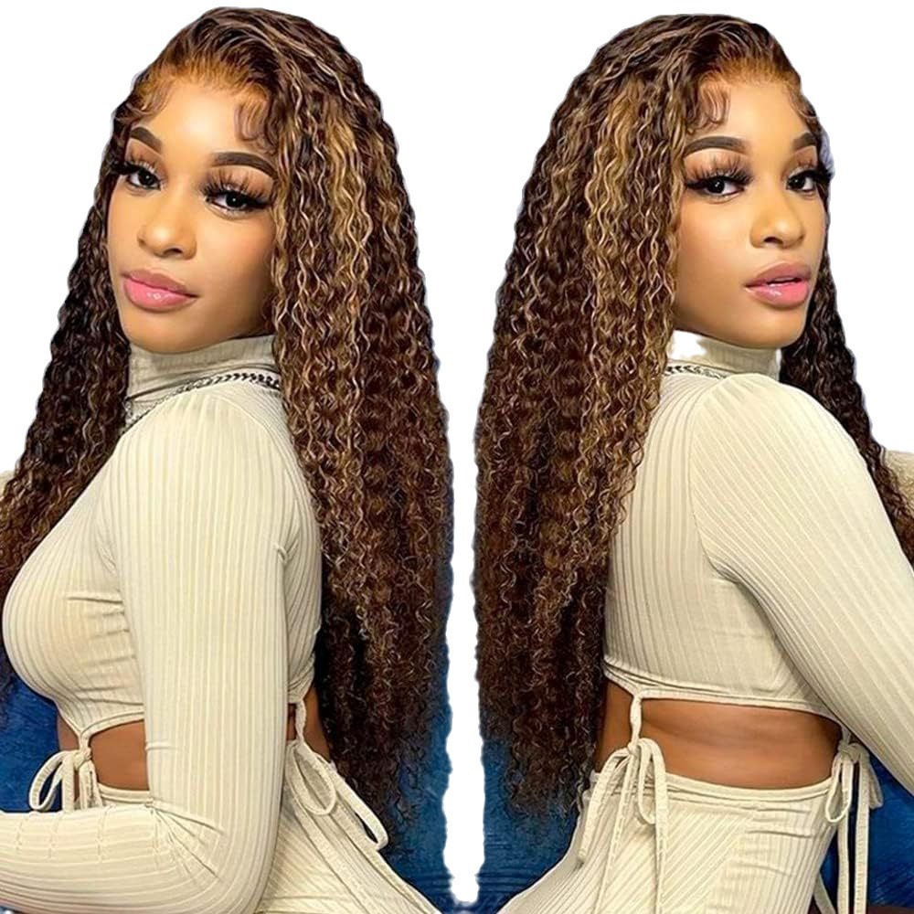 Cross-border wigs africanas pelucas de encaje delanteras de fibra química de moda natural uso diario