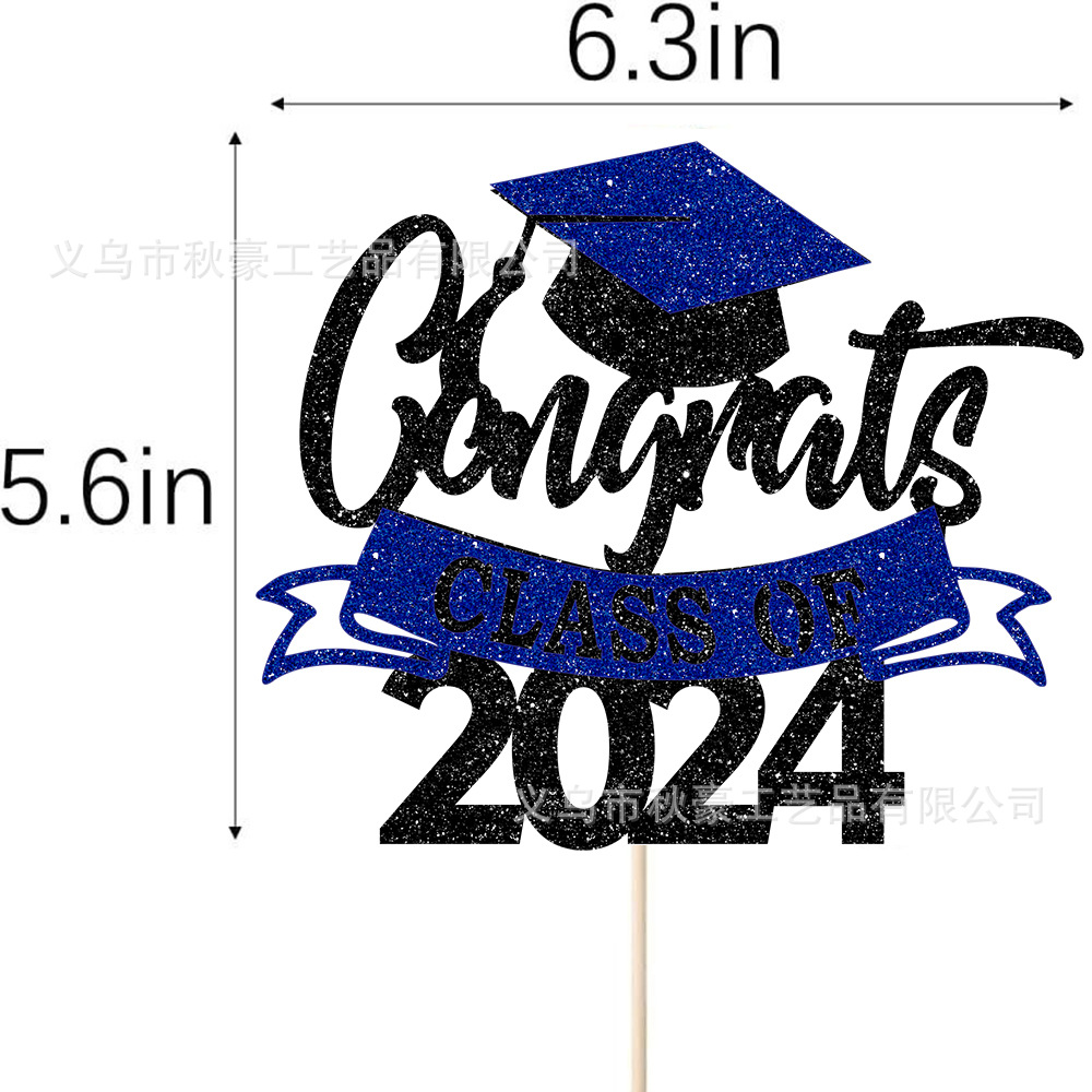 Pastel de graduación tarjeta Clase 2023 alta graduación partido flash decoración suministros