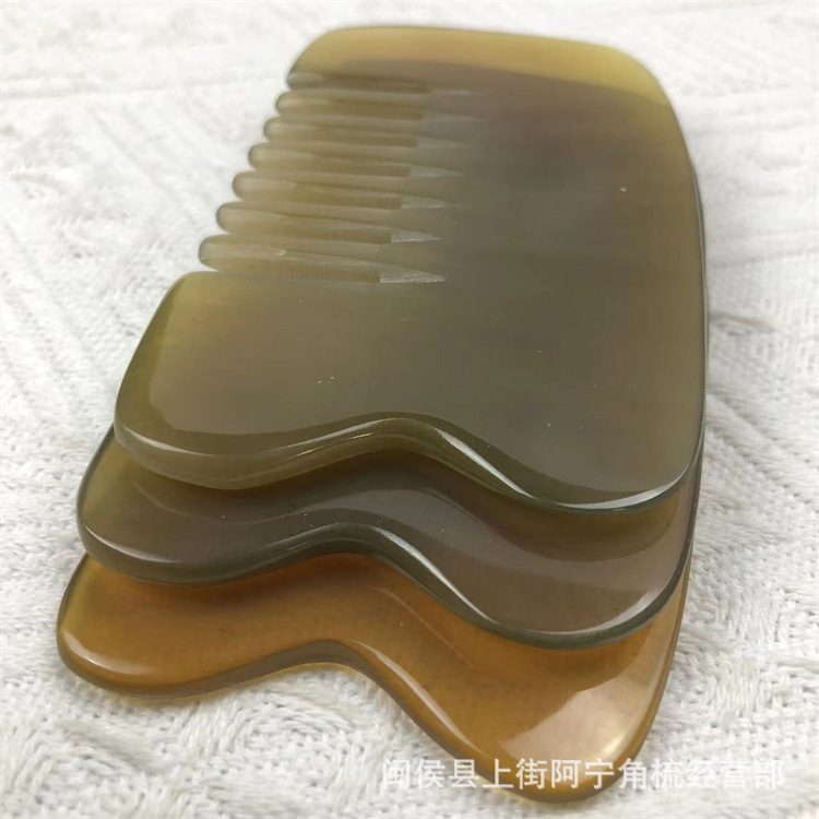 Horn Comb Six Teeth Head Massage Comb Gua Sha Meridian Comb Acupoint Stick Under 10cm quality and texture