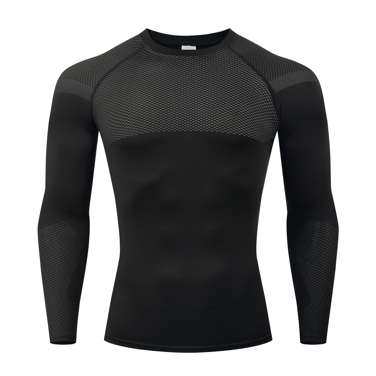GYM Europa y América hombre moda compresión de cuello redondo camiseta de secado rápido apretada transpiración fitness correr camiseta deportiva de manga larga