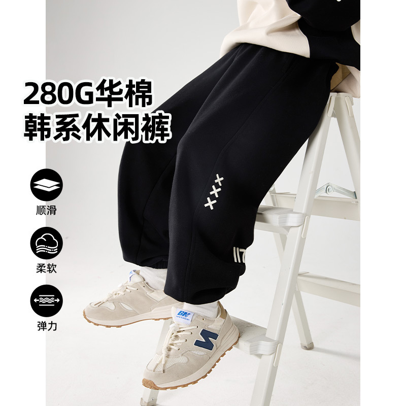 HUZHOU ZHILI 아동복 2025 봄 면화 소년 캐주얼 운동복 팬더 YUANYUAN 중대형 어린이 스포츠 바지