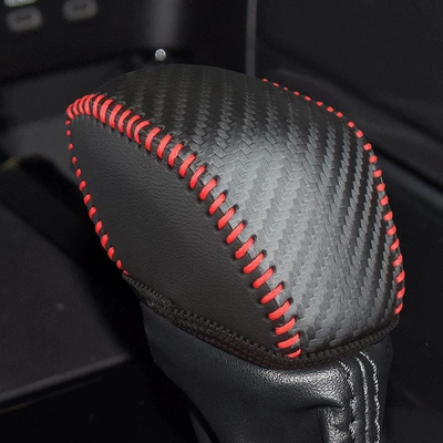 Sürətlər qutusu və əl tormozu başlıqları knob cover, Wildlander, Venza - black-carbon-red-line-genuine-leather