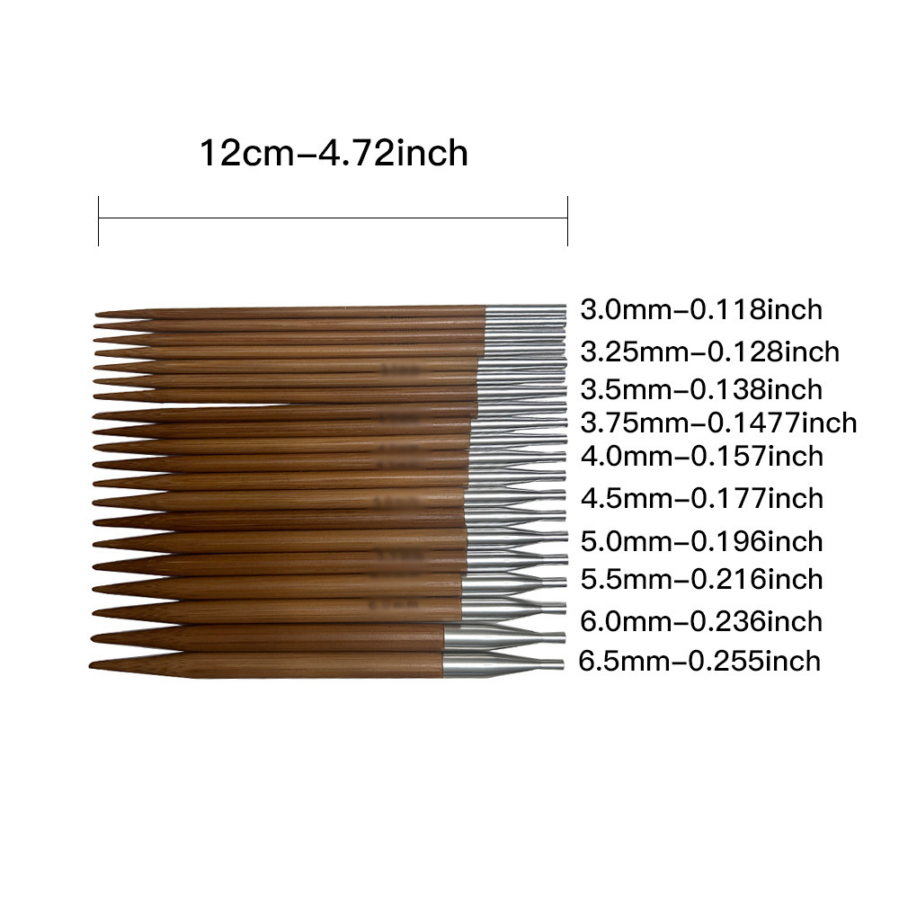 Agujas de suéter transfronterizas carbonizadas agujas de pulido manual de bambú agujas de anillo desmontables 12CM conjunto de agujas de anillo de cordón