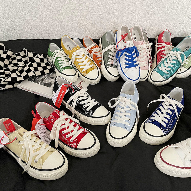 Men's and Women's Couple Shoes Autum New 1970S Low-Cut Canvas Shoes Candy Color Versatile Lace-Up Retro Sneakers Men's and Women's Couple Shoes Autum New 1970S Low-Cut Canvas Shoes Candy Color Versatile Lace-Up Retro Sneakers