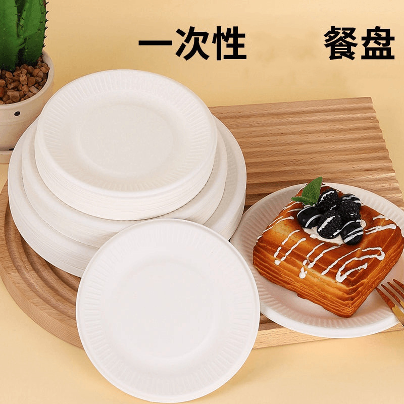 Disposable Dinner Plate Birthday Cake Plate Party Paper Plate Tableware White Good Painting Food Snack Picnic Paper Plate