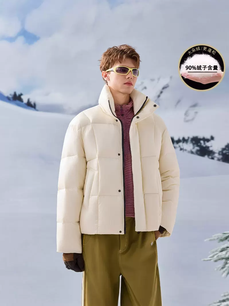 跨境冬季新款时尚立领加厚羽绒服宽松韩版学院风洋气时尚羽绒服男