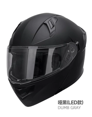 Motosiklet kaskı (dəbilqə) – tail light motorcycle helmet, unisex - f888-matte-black-led-model-white-panel-m-recommended-head-circumference-57-58-cm
