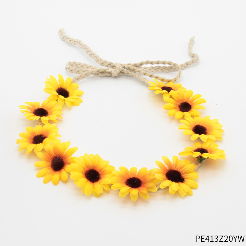 Accesorios de vestir hippies de la década de 1960, diadema de girasol, gafas redondas, conjunto de aretes de collar de talismán de paz