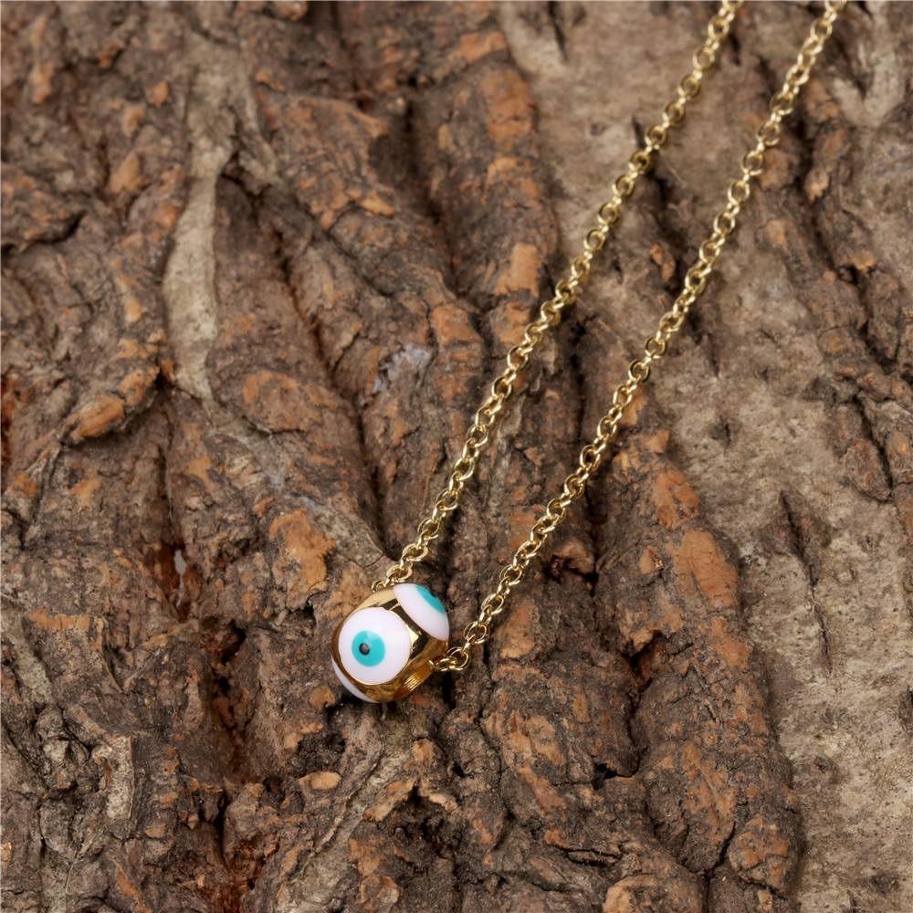 New Copper Dripping Oil Eye Pendant Female Gold-plated Necklace Turkish Devil Eye Necklace Cross-border Wholesale display picture 6