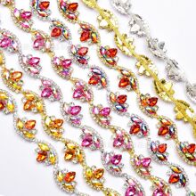 现货批发 彩色花朵型水滴钻码链马眼爪钻链 服装鞋包手缝贴钻链条