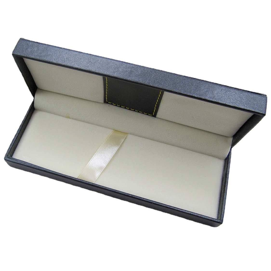 供应大号PU皮盒缝线钢笔盒翻盖盒礼品盒内置绒布节庆礼品笔盒