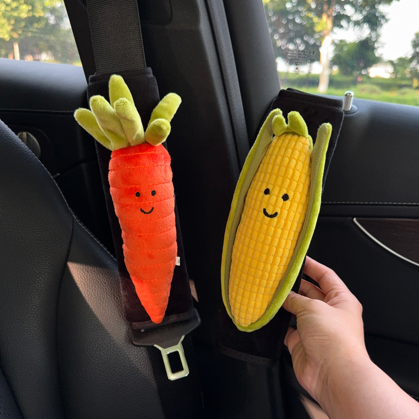Seatbelt decoration carrot corn seatbelt shoulder pad car decoration car accessories plush toy cute