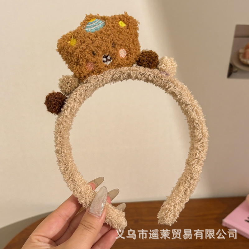 曲奇饼干洗脸发箍女2025新款毛绒压发头箍可爱发卡子防滑发捆头饰|undefined