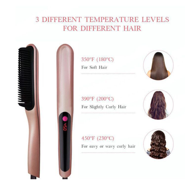 厂家爆款女士调温梳子 外贸短发造型梳直卷两用 卷发器棒定型批发