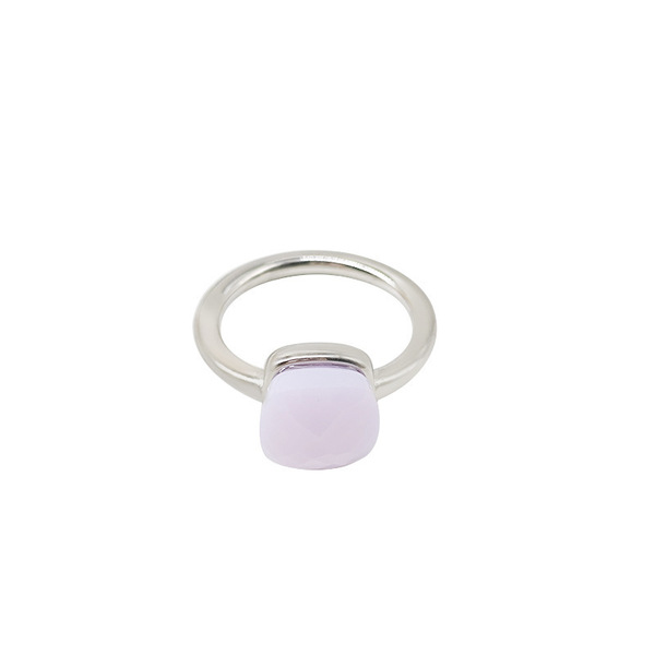 geometric retro fashionable small design ring with stone stainless…