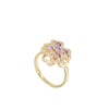 Purple ring, fashionable zirconium, four-leaf clover, light luxury style, micro incrustation, wholesale