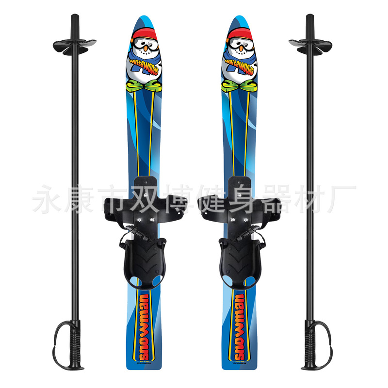 Junior ski double board with snow stick children's plastic snowboard outdoor snow leisure sports goods sled wholesale