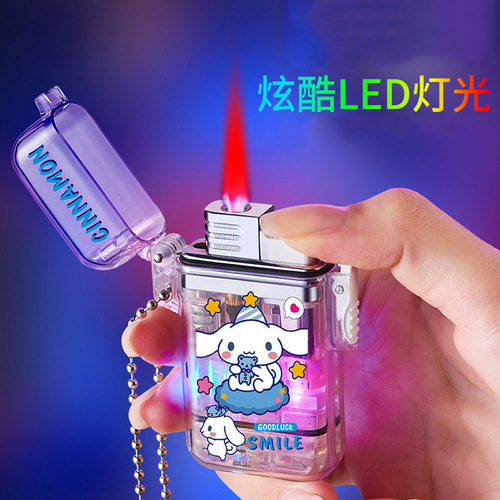 Cute windproof lighter with pink flame and glowing Kuromi girls creative personalized Valentine's Day gift for boyfriend