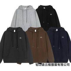 ALO秋冬高版本镀银立体标连帽卫衣潮流时尚情侣简约美式运动外套