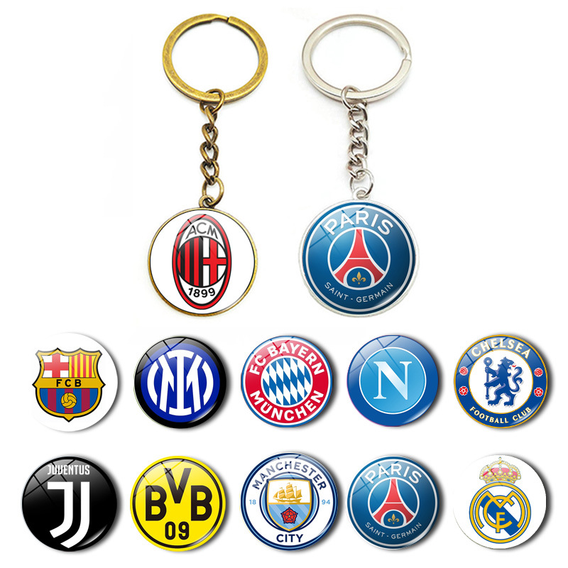 Serie A La Liga Bundesliga Premier League Ligue 1 Equipo de fútbol Emblema Tiempo Gema Llavero Colgante de coche Producción del equipo