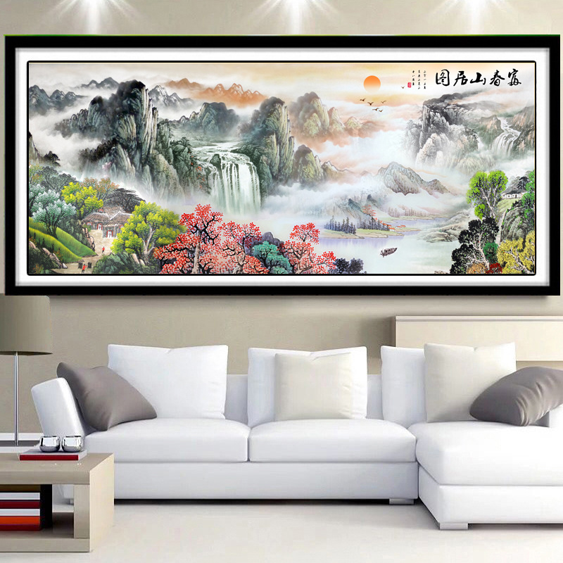 [Algodón importado] Mona Lisa Royal punto de cruz Fuchun Mountain residencia imagen paisaje pintura simple hilo grande bordado image 4