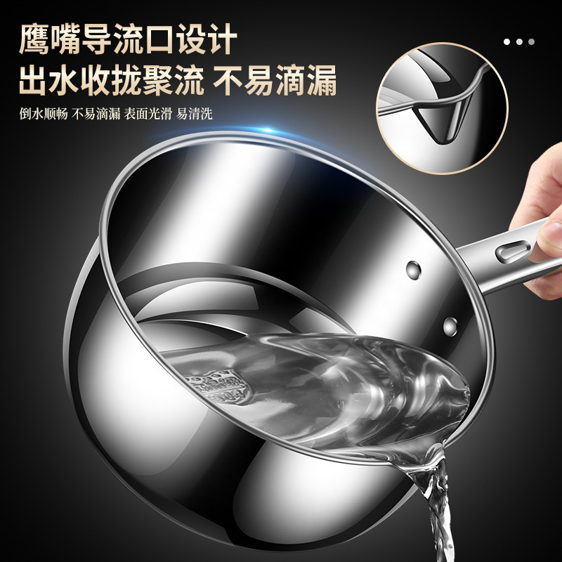 新しいステンレス鋼の水ひしゃく、厚みのある大きな水ひしゃく、家庭用キッチンの木製ハンドル、水やりや漂白用の水ひしゃく|undefined