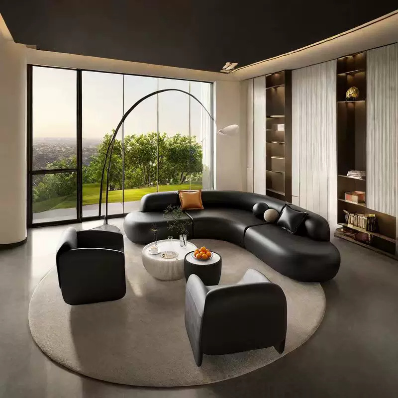 Sofá de cuero moderno y simple, sala de estar familiar, salón de belleza del hotel, sofá combinado de negociación para varias personas image 3
