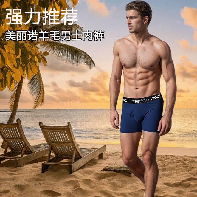 New Merino Wool Men's Boxer Briefs Quick-Drying Outdoor Merino Wool Sweating Not Sticky