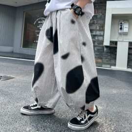 北疆狼男童夏季冰丝防蚊阔腿裤2026新款儿童夏装薄款裤子男孩九分