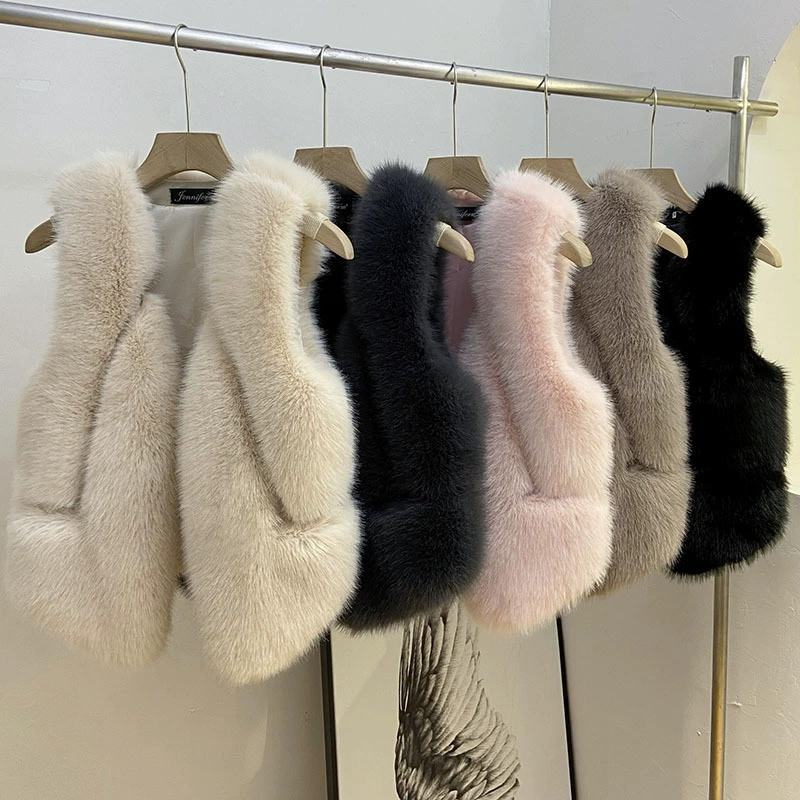 Женский короткий жилет из искусственного меха под лису, осенне-зимняя коллекция 2025 от трансграничного производителя, универсальный, с элементами пэчворка.