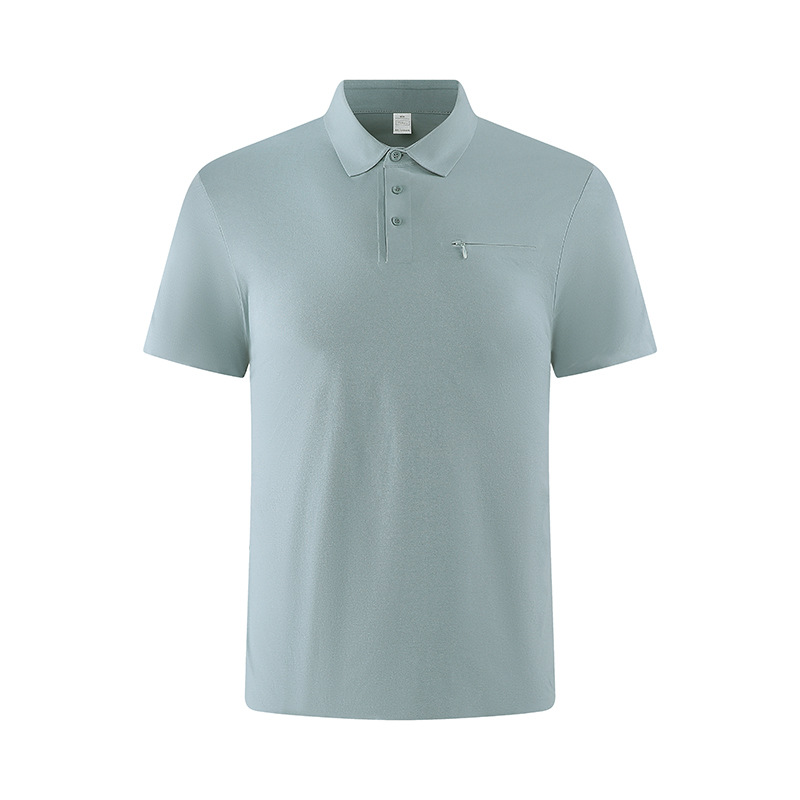 Polo Shirt Men's Seamless Ice-Feel Breathable Light Outdoor Business Golf Quick-Drying Fashion Zipper Lapel Short-Sleeved Men's