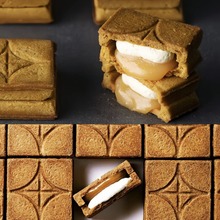 奶油夹心小盒子焦糖夹心酥日本工艺曲奇饼干零食厂家直销散装盒装