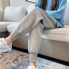 运动裤女裤子2025新款秋冬春秋小个子束脚裤宽松休闲春秋灰色卫裤