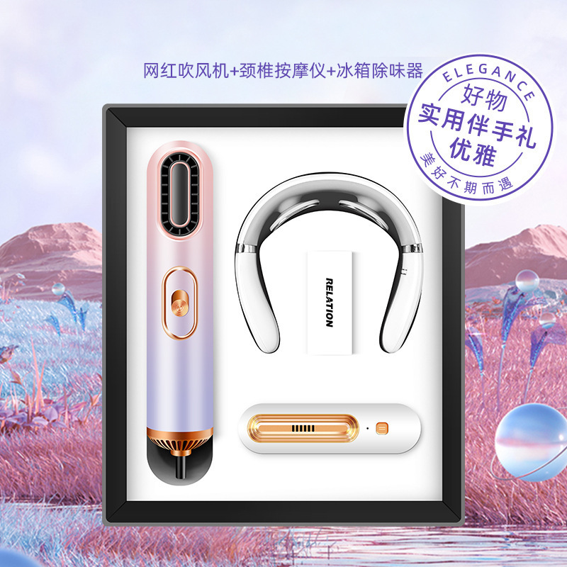 헤어 드라이어 + 경추 기기 + 냉장고 탈취제