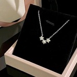 s999纯银三颗星星项链女甜美轻奢气质高级感锁骨链足银项饰品批发