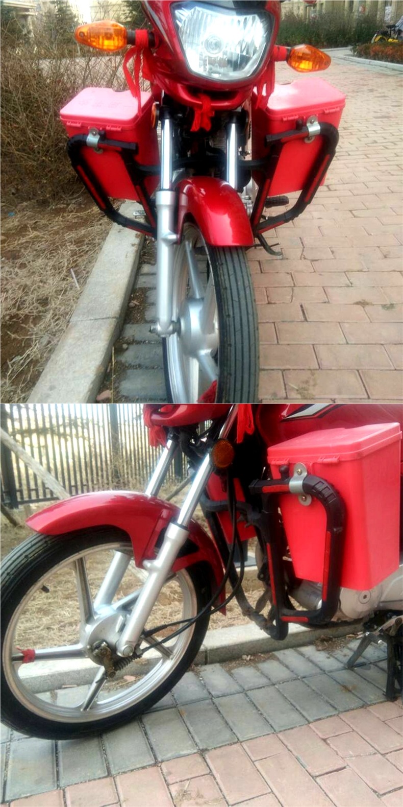Men's 125 Motorcycle Front Bumper Storage Box Guard Bar Anti-Fall Stick Guard Tool Box Modification Accessories Universal