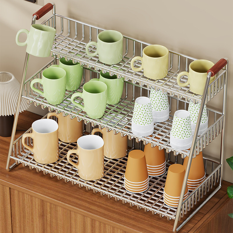 Estante Organizador de Tazas de Mesa Multicapa para Sala de Estar y Cocina