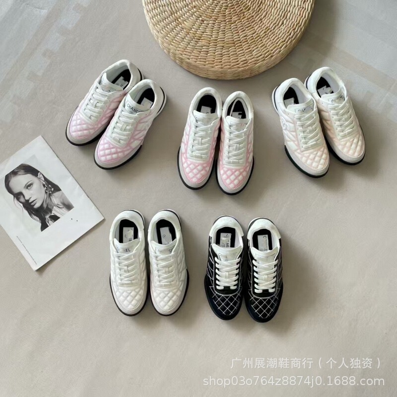 Xiangxiang 2025 Spring and Summer New Quilted Lambskin Sneakers Small Sneakers Quilted Baseball Shoes