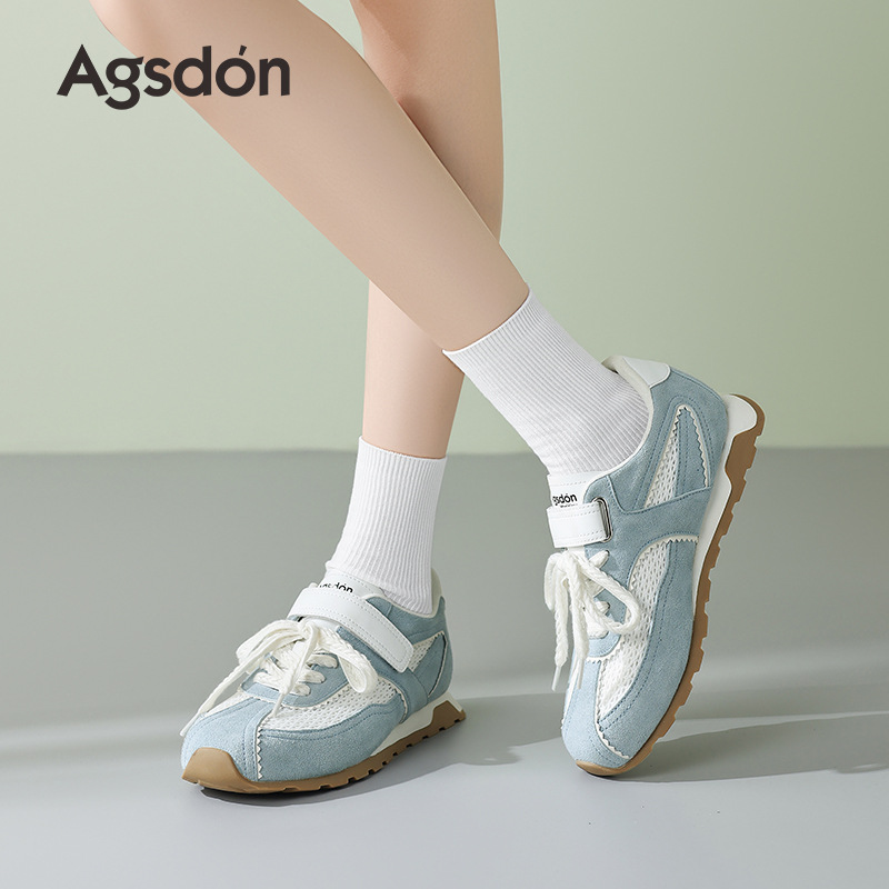 Augu Lion Blue Zapatos de entrenamiento para mujeres 2025 otoño nuevo estilo de ballet de suela gruesa Gump zapatos de skate casuales