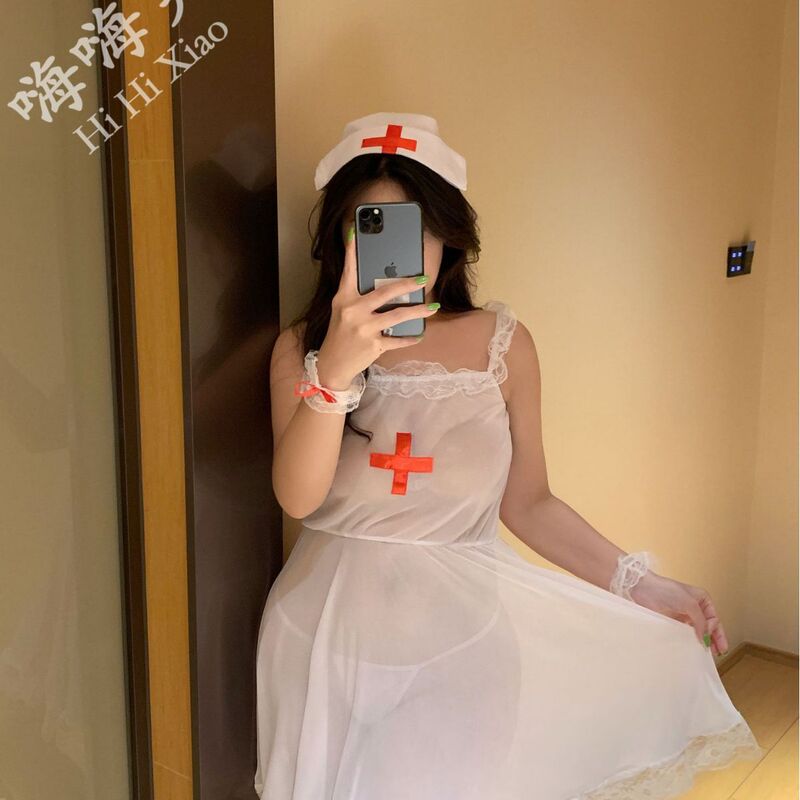 Large Size Sex Lingerie Nurse Clothing Sexy Uniform Transparent Suit Mesh Sling Nightgown Cosplay Pure Desire