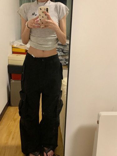 Embroidered High-Neck Short-Sleeve T-Shirt for Women - Lightweight 260g Cotton Modal - Fitted and Slimming - Short-Sleeve Top for Trendy Girls