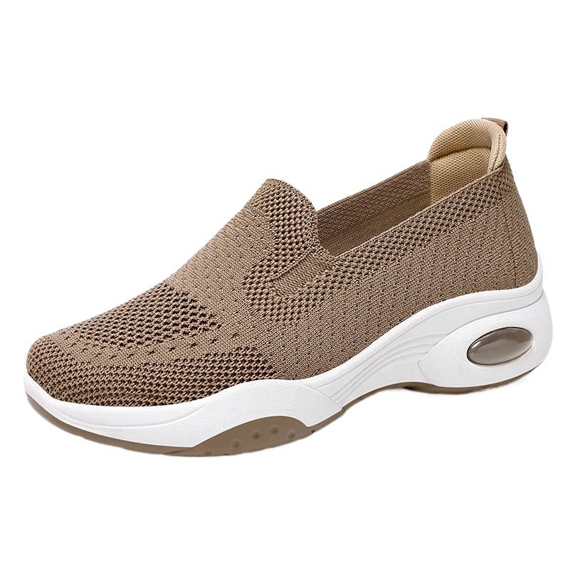 Zapatos de mujer, calzado de una sola pieza para dropshipping, zapatos de primavera, zapatos casuales de mujer con suela gruesa que aumentan la altura, zapatos transpirables de punto, zapatos de malla cómodos.