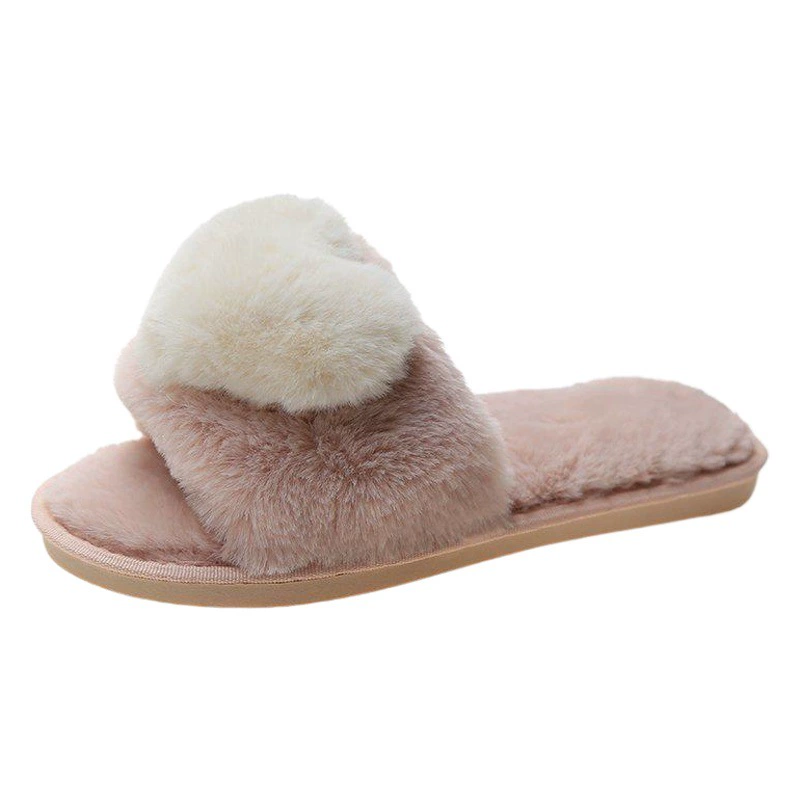 2020 Новые осенне-зимние тапочки с мелким ртом, женские повседневные домашние плюшевые хлопковые тапочки на плоской подошве, тапочки для волос Love One Word